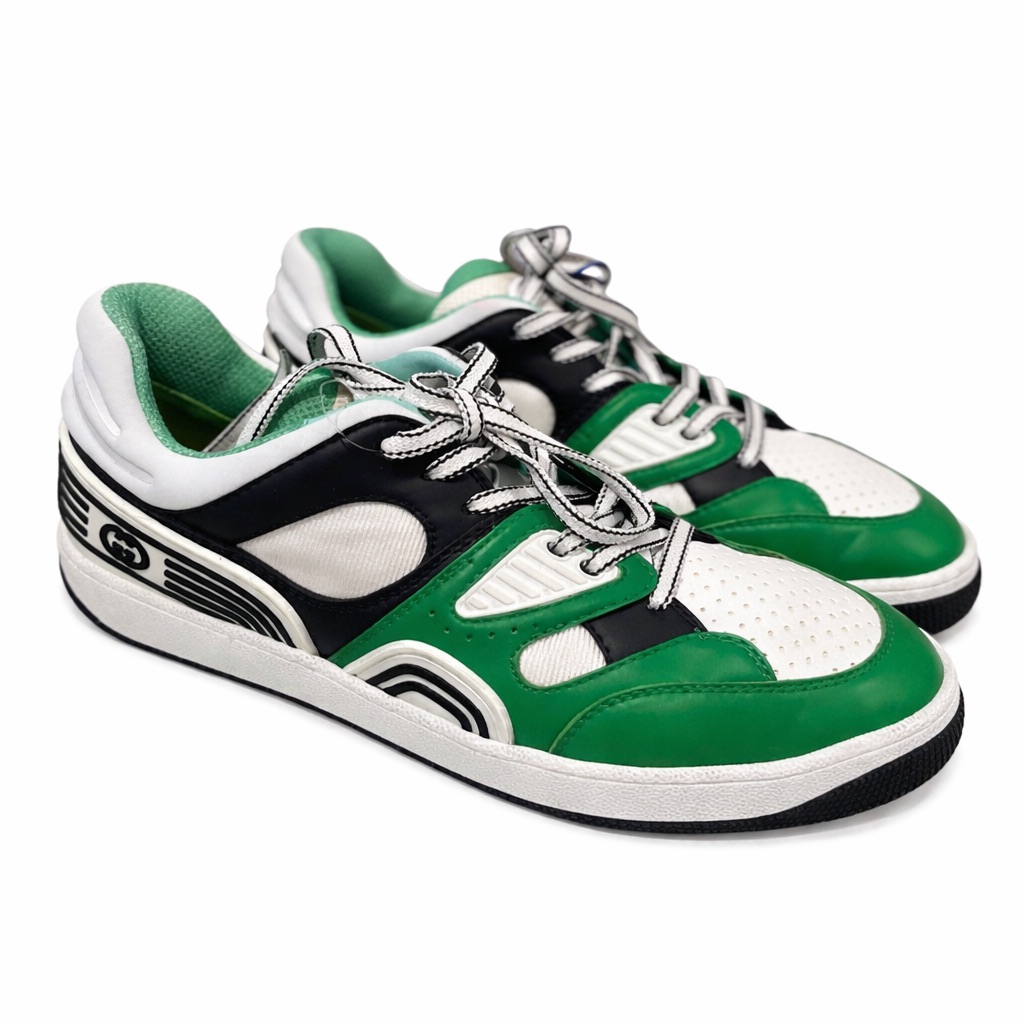 Gucci Basket Demetra Low Top Sneakers Green White Black Size 39/ 9